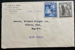 1940s Malta Airmail Commercial Cover To Sideup  England