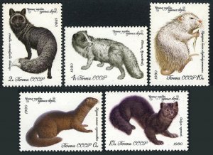 Russia 4838-4842, MNH. Michel 4968-4972. Animals 1980.Dark silver Fox,Polar Fox,