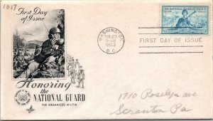 FDC 1953 SC #1017 Artcraft Cachet - Washington DC - Single - J4055