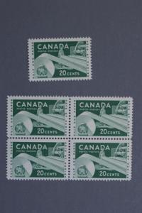 Canada #362 Paper Industry Blk 4 & Single MNH 1956