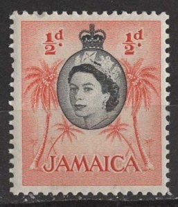 Jamaica # 159  Elizabeth II Definitive  1/2d.  (shade var.)  1956   (1)  Mint NH