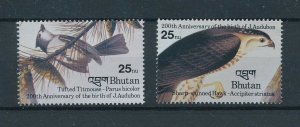 [102374] Bhutan 1985 Birds vögel oiseaux titmouse hawk From sheet MNH