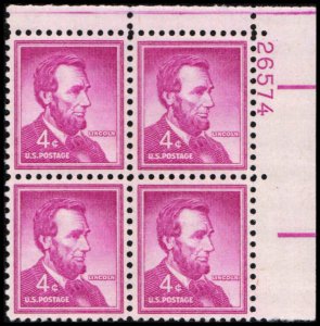 US #1036a LINCOLN MNH UR PLATE BLOCK #26574