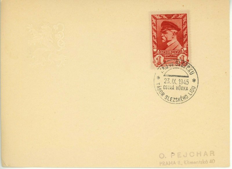 Czechoslovakia #264 Thomas Mazaryk Special Cancel Postmark Card Collection 1945