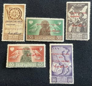 Italy Polish Corps 5 Stamps MH Italy F Delano Roosevelt’s Four Freedoms L37