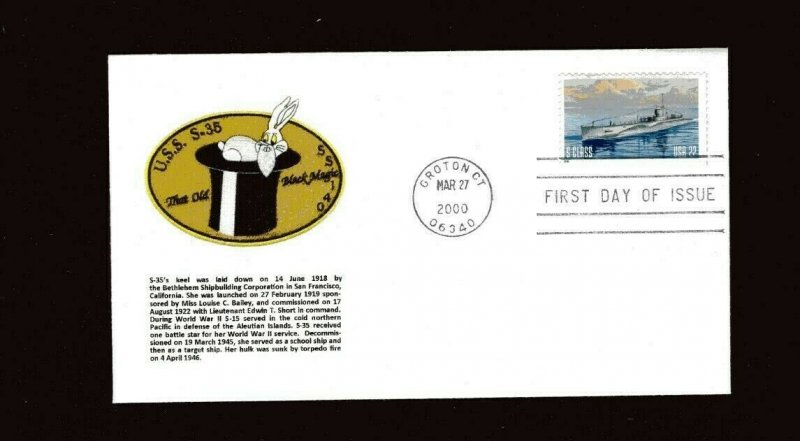 S-Boat United States Navy Submarine Service 2000 First Day Cover Stamp  