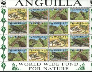 WWF MNH 1997 Sc 968 Sheet of 16 WWF Anguilla Iguana Value $ 40.00
