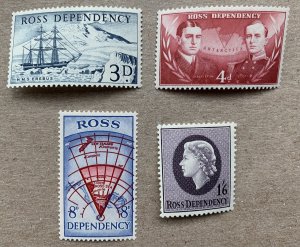 Ross Dependency 1957 set, MNH. Scott L1-L4, CV $12.00. Ships, Antarctica