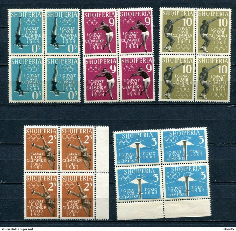 Albania 1964 Olympics Games Tokyo Blocks of 4 MNH 11022