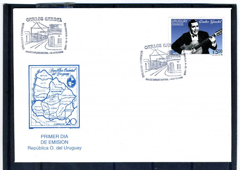 Uruguay 1995 CARLOS GARDEL TRIBUTE Official First Day Cover VF