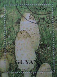 GUYANA COLORFUL MUSHROOM CTO, COMPLETE SET WITH SOUVENIR SHEET, RARE