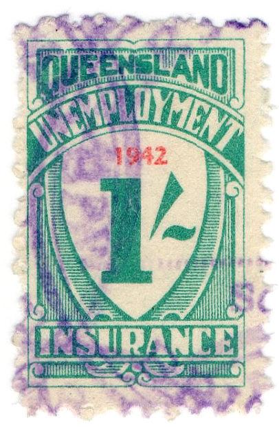 (I.B) Australia - Queensland Revenue : Unemployment Insurance 1/- (1942)