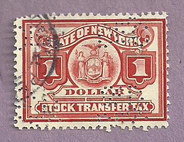 New York Used $1 Stock Transfer Stamp #8