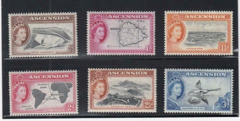 ASCENSION (MM356) # 62-67 VF-MNH VARp 1956 QEII / VARIOUS DESIGNS CV $10