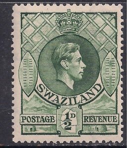 Swaziland 1938 - 54 KGV1 1/2d Green MM SG 28b Perfs 13.5 x 13 ( L801 )