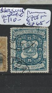 NORTH BORNEO (P2201B) 25C  ARMS, LION SG 45 VFU  SCARCE,  KUDAT CDS