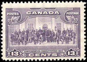 CANADA Sc 224 VF Mint NO GUM - 1935 13¢ Confederation Conf - No Faults