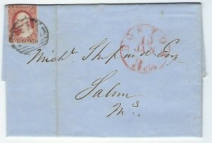 10a 3c3nt WASHINGTON ON COVER RED CANCEL PAID JANUARY 19 1853 - Q138