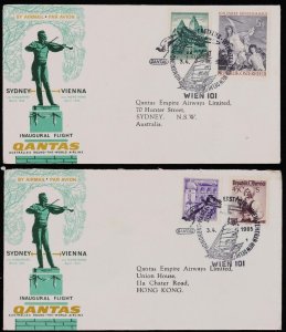 AUSTRALIA 1965 Sydney - Vienna via Hong Kong airmail covers cat $350. (12)