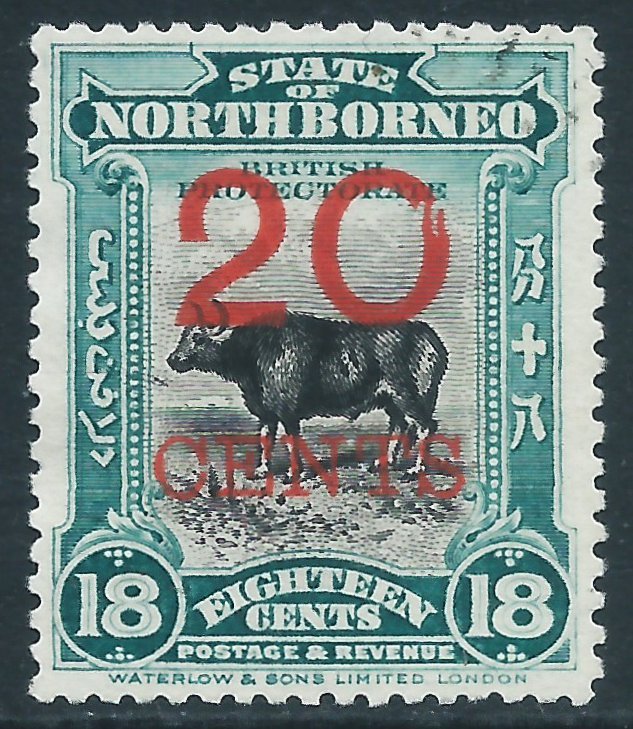 North Borneo, Sc #148, 20c on 18c, Used