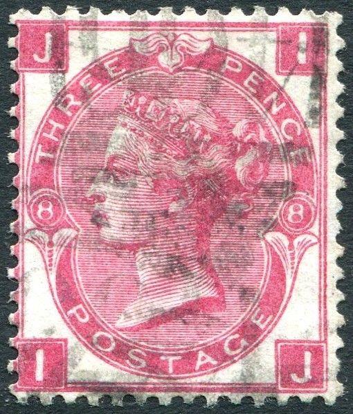 1867-80 3d Deep Rose Plate 8 Sg 102  FINE USED V79045