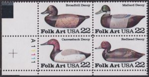 2141a American Folk Art Ducks Plate Block MNH