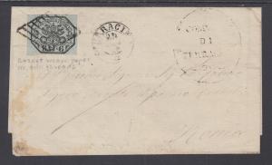 Roman States Sc 7 on 1859 Cover, TERRACINA to ROME, Cert.