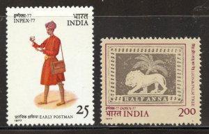 India Scott 768-69 MNHOG - 1977 INPEX '77 Philatelic Exhibition - SCV $3.75