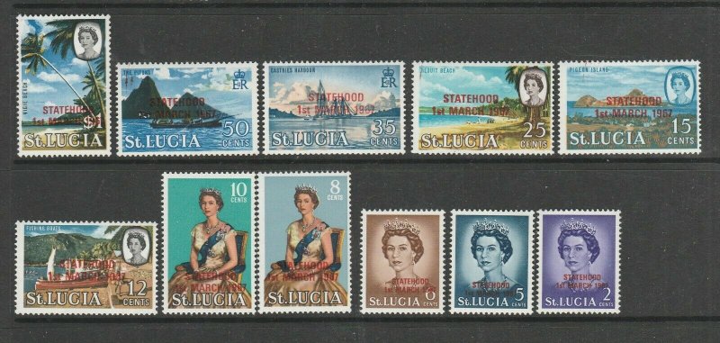 St Lucia 1967 Statehood Def Opts, 12 vals UM/MNH SG 229/40