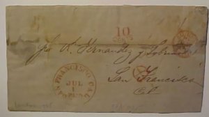 GREAT BRITAIN LONDON ROCKING 10 CENTS SAN FRANCISCO 1865