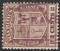 MAURITIUS 1910 Sc 138, Used VF 2c Arms, Unusual TRAVE box cancel