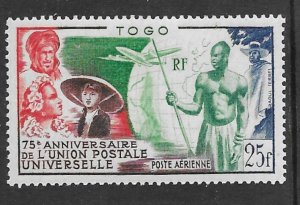 Togo # C18  U.P.U. Anniversary  1949  (1)  VF Unused LH