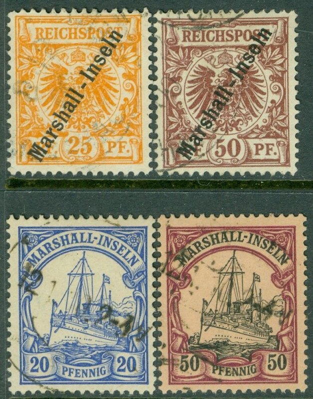 EDW1949SELL : MARSHALL ISL 1899-1901 Sc #11-12, 16, 20 Choice & VF Used Cat $124