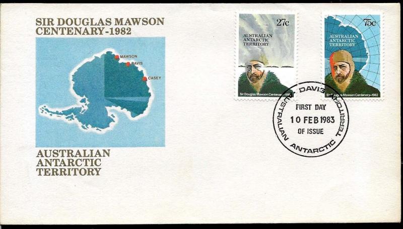 AANT-16 AUSTRALIA AAT 1983 ANTARCTIC ANTARCTICA STATION DAVIS SIR D MAWSON FDC  