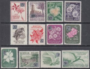 NORFOLK ISLAND #71-82 CPL MNH SET of 12 - VARIOUS FLOWERS, BIRDS, ETC SURCHARGED