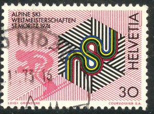 SWITZERLAND 1973 30c ALPINE SKIING CHAMPIONSHIPS Issue Sc 583 VFU
