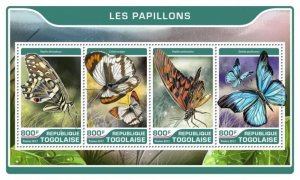 Togo - 2017 Butterflies on Stamps - 4 Stamp Sheet - TG17220a