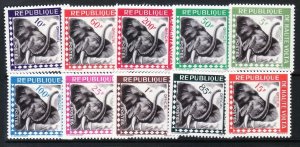 Burkina Faso Sc o1-10 NH issue of 1961 - Animals - Elephants 