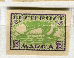 ESTONIA; 1919-20 Imperf pictorial issue fine Mint hinged Shade of 15M. value