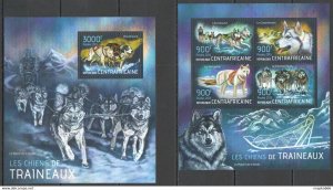 2013 Central Africa Fauna Pets Northern Sled Dogs Chiens Kb+Bl ** Ca701
