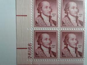 SCOTT # 1046 JOHN JAY PLATE BLOCK ROTARY PRESS EE GEM MINT NEVER HINGED