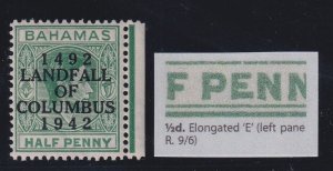 Bahamas, SG 162a, MNH selvage Elongated E variety