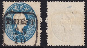 Austria - 1861 - Scott #16 - used - TRIEST box pmk Italy