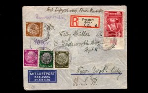 Germany WWII Judaica Frankfurt Sara Cover Air Mail Fankfort Censor USA 1941 7g