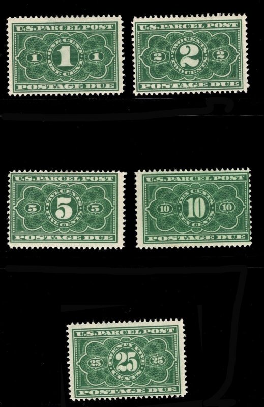 MOMEN: US STAMPS #JQ1-JQ5 PARCEL POST POSTAGE DUE MINT OG H LOT #82454* 