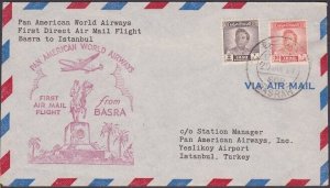 IRAQ 1949 PanAm first flight cover Basra to Turkey.........................A2643