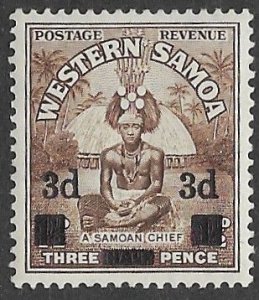 Samoa # 185 Samoa Chief  3d. Overprint  1940  (1) VLH Unused