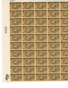 South Caolina Founding 6c US Postage Sheet #1407 VF MNH