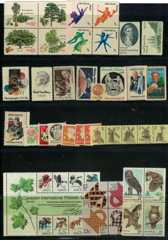 BOBPLATES US #1731//1769 1978 Year Set 46 stamps F-VF NH