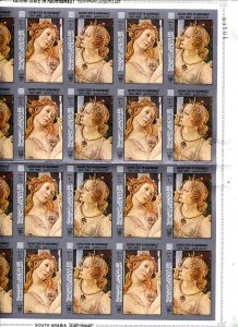 Aden South Arabia Full Imperf sheet of 12 MNH ART Botticelli 8119